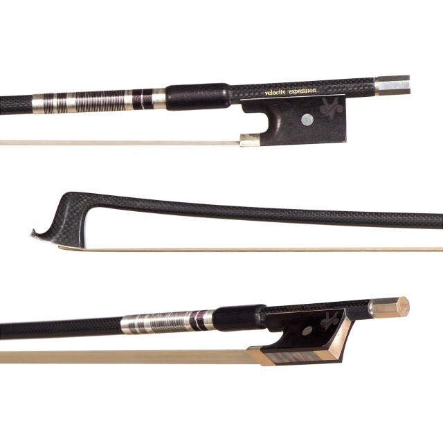 Velocity Expedition Hybrid Carbon Fiber 4/4 Violin Bow, Silver Winding