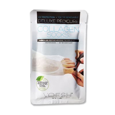 Manicure + Pedicure con esmaltado semipermanente + guantes de colágeno + Medias de colágeno