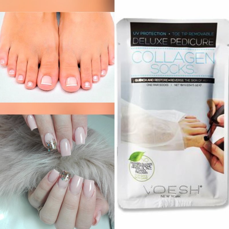 Esculpidas en No Polish + Pedicure con esmaltado regular + Medias de colágeno