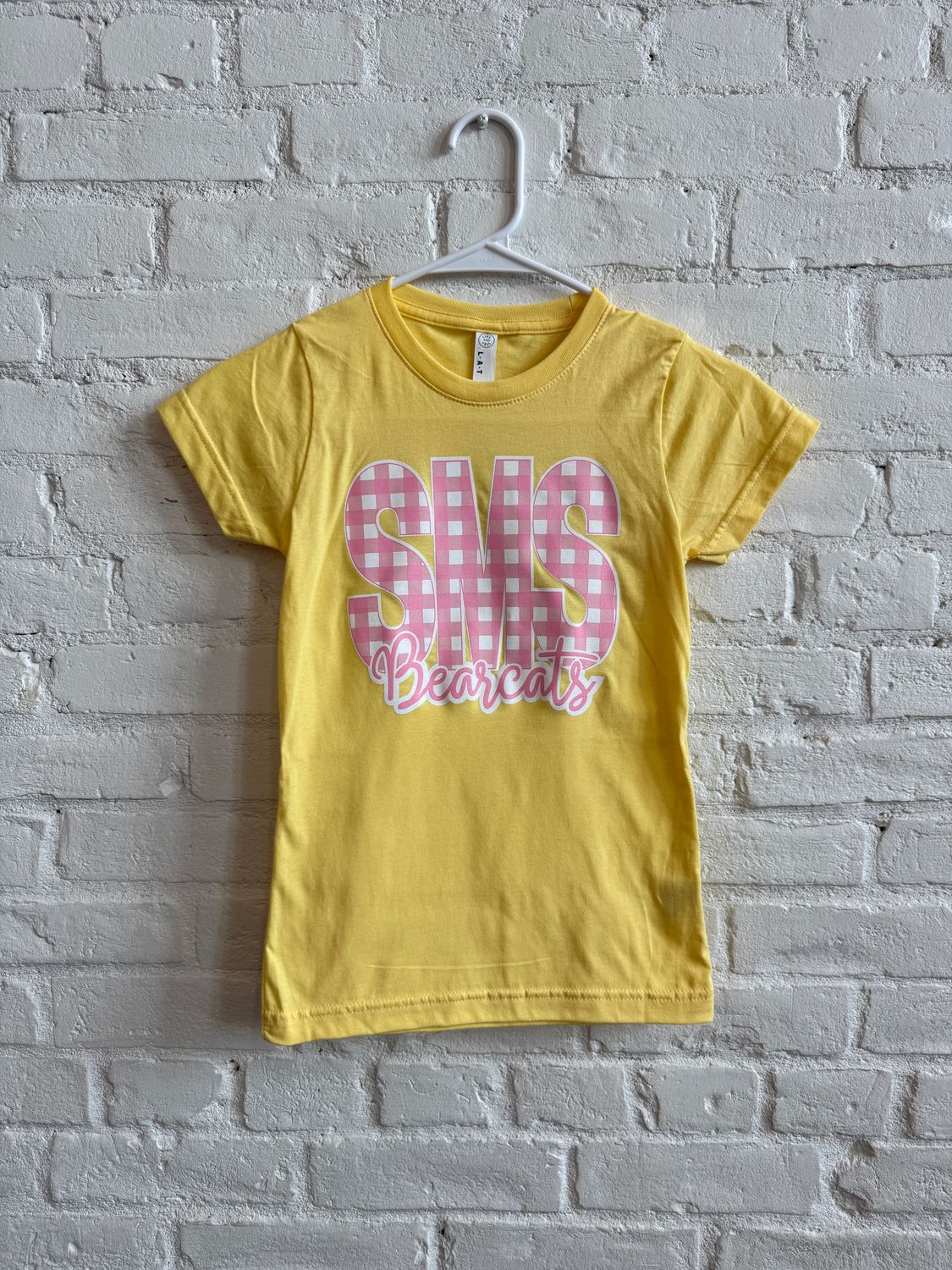 SS Yellow and pink gingham youth tee