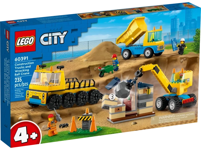 LEGO City Construction Trucks and Wrecking Ball Crane - 60391