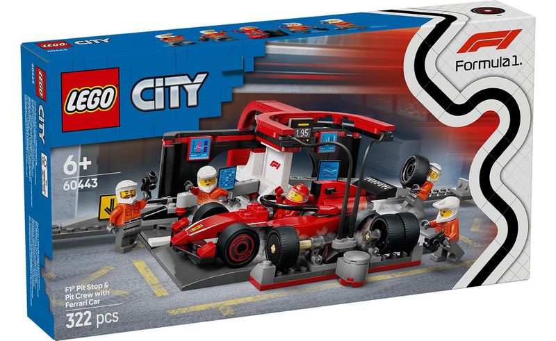 LEGO City 60443 - F1 Pit Stop &amp; Pit Crew with Ferrari Car