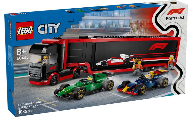 LEGO City 60445 - F1® Truck with RB20 &amp; AMR24 F1® Cars