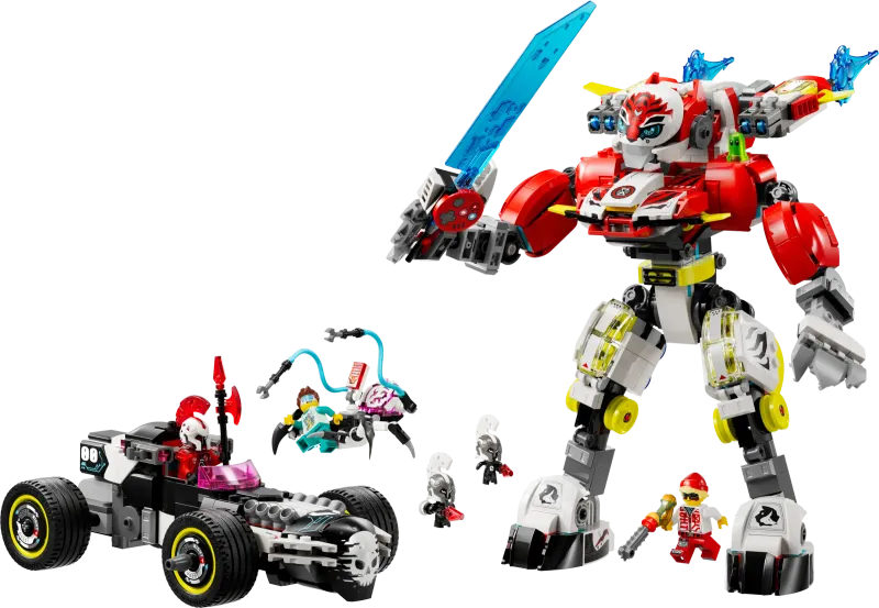 LEGO DreamZzz 71497 - Cooper's Tiger Mech &amp; Zero's Hot Rod Car
