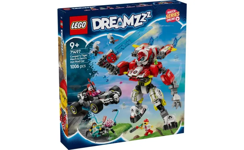 LEGO DreamZzz 71497 - Cooper's Tiger Mech &amp; Zero's Hot Rod Car