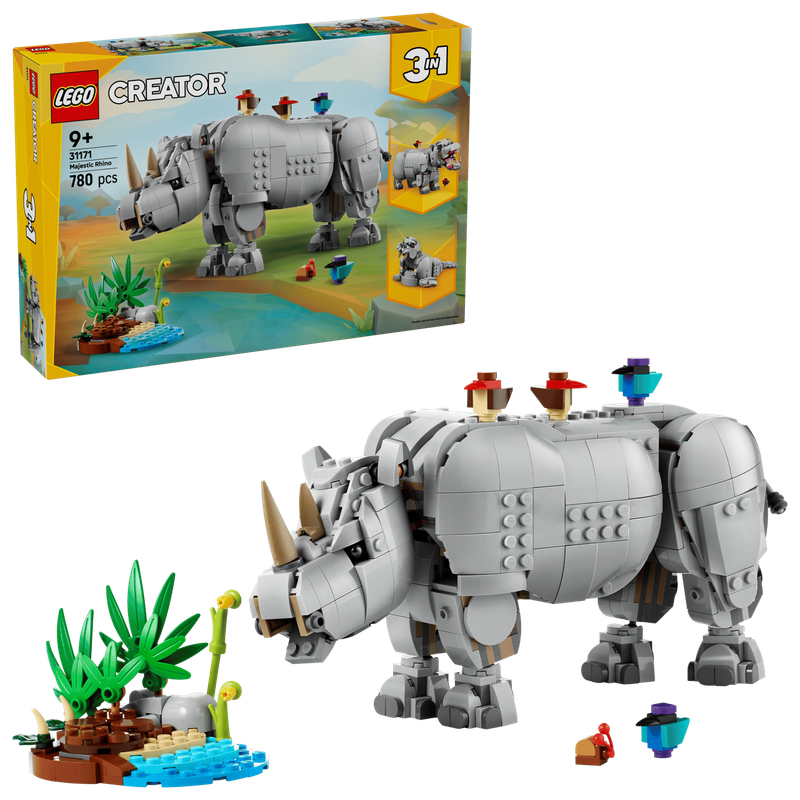 LEGO Creator 3-in-1 31171 - Wild Animals: Majestic Rhino with Birds