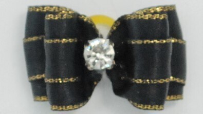 Bows with thin Gold Bands, Dog Hair Bows: Black