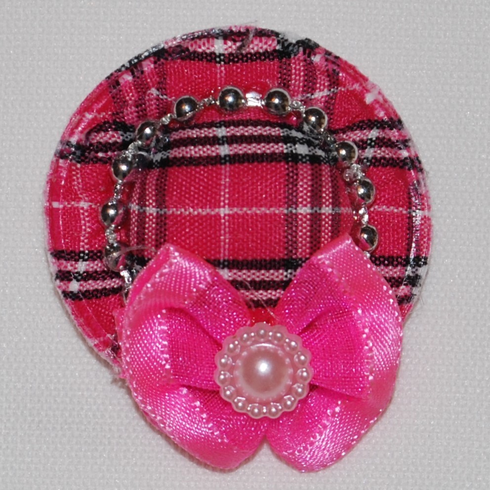 Dog Hat Bows, Dog Hat Bows: Pink Plaid with bow