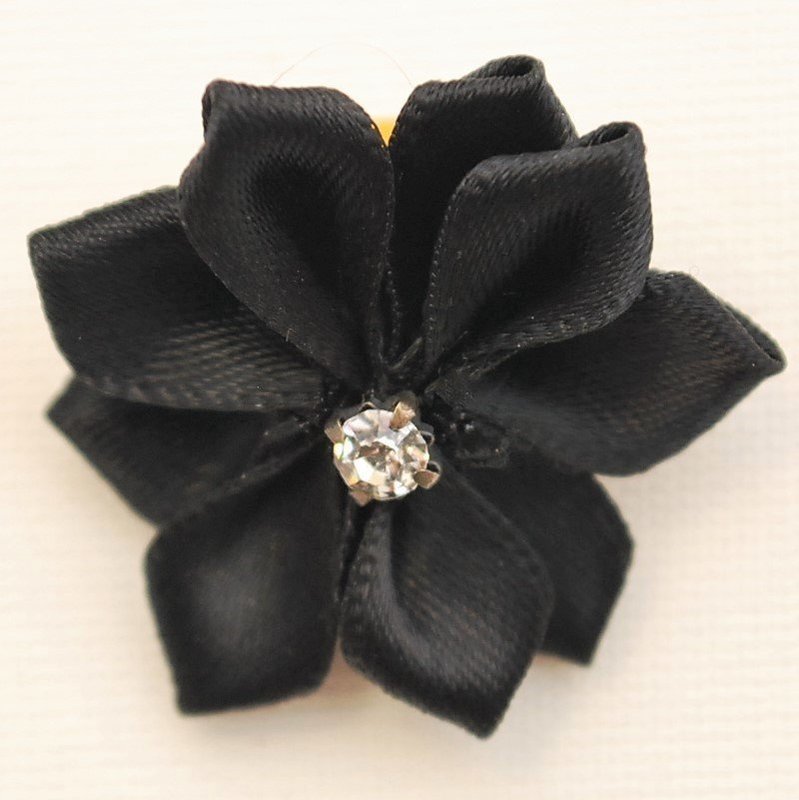 Flower Dog Bows, Bow: Dog Bow - Black Flower