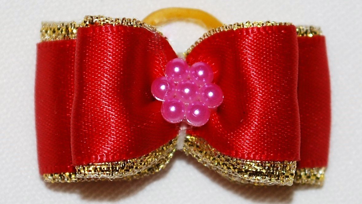 Gold Ribbon Dog Bows