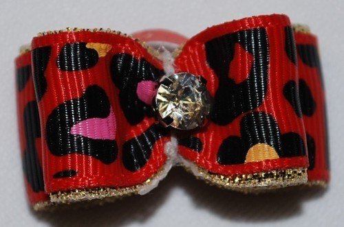 Leopard Ribbon Dog Bows