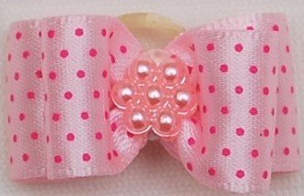 Polka Dot with Pearl Dog Bows