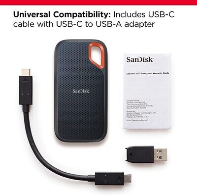 SanDisk 500GB Extreme Portable SSD - Up to 1050MB/s - USB-C, USB 3.2 Gen 2 - External Solid State Drive