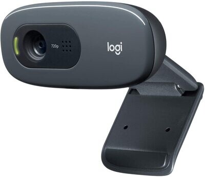 Logitech C270 HD Webcam, HD 720p, Widescreen HD Video Calling, HD Light Correction, Noise-Reducing Mic, For Skype, FaceTime, Hangouts, WebEx, PC/Mac/Laptop/Macbook/Tablet - Black