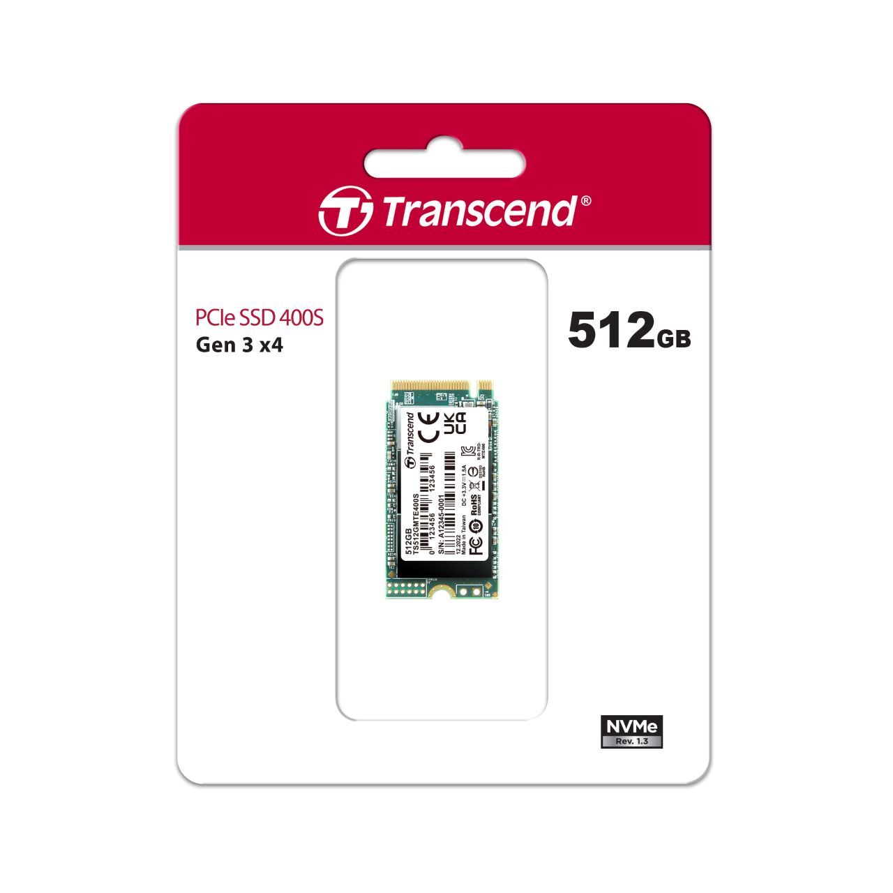 Transcend SSD MTE400S 512GB (TS512GMTE400S) SSD 512 GB M.2 2242 PCIe 3.0 x4  NAND 3D TLC
