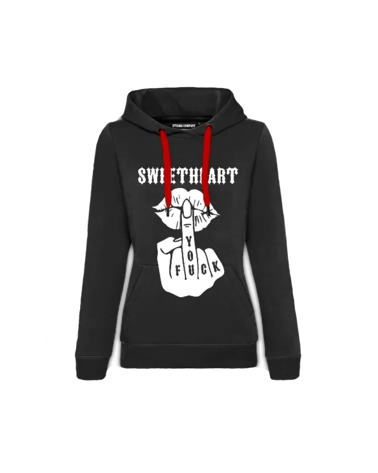 SWHT FCK U Hoodie, Farbe: Schwarz - Weiß, Größe: L
