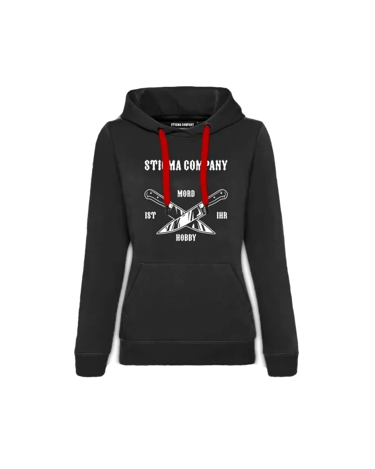 Mord ist ihr Hobby Hoodie, Farbe: Schwarz - Weiß, Größe: L