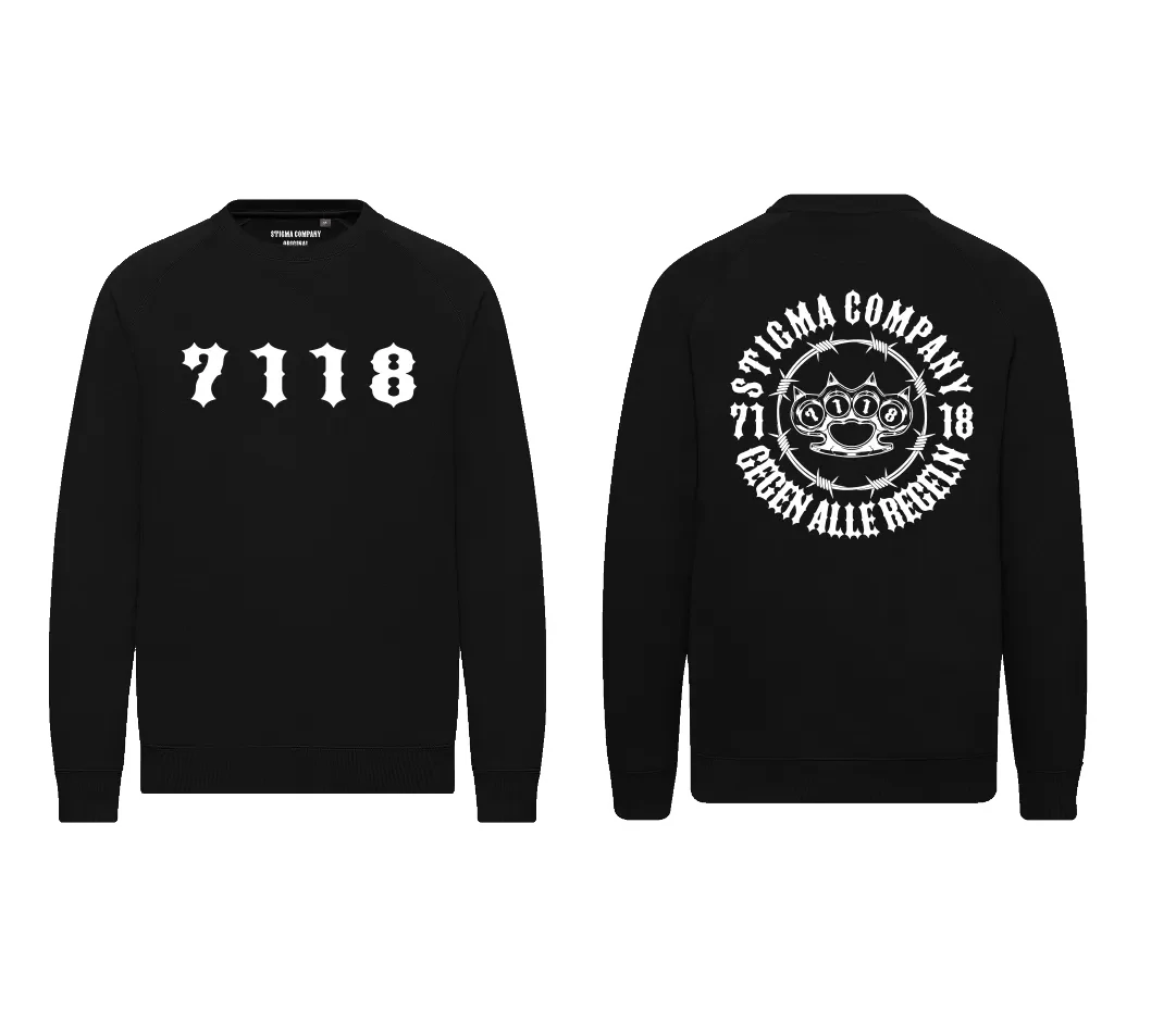 7118 Sweatshirt, Farbe: Schwarz -Weiß, Größe: XL