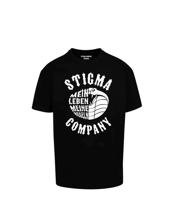 Mein Leben, meine Regeln Premium T-Shirt, Farbe: Schwarz - Weiß, Größe: XL