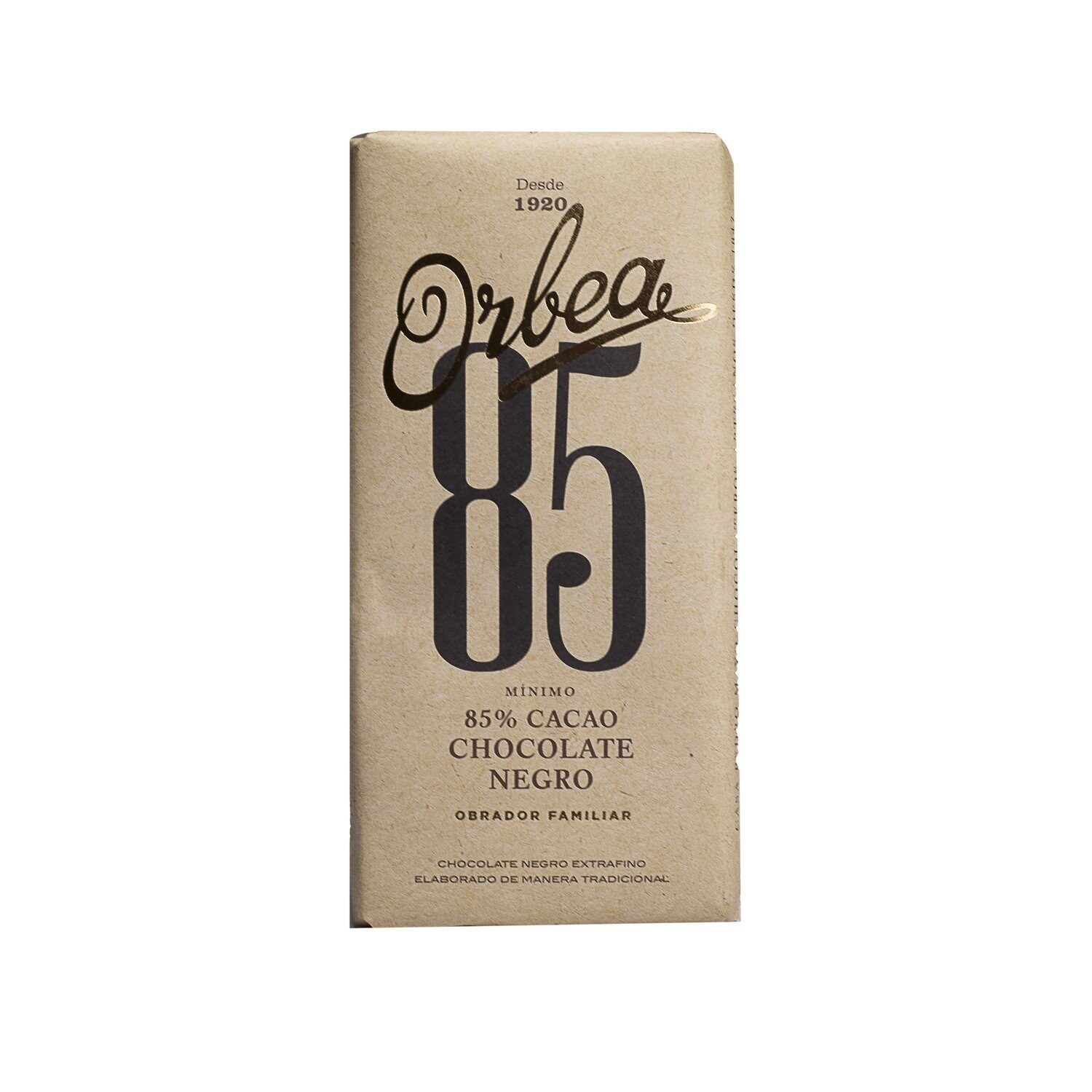 Chocolate Artesano Negro 85% Cacao 125g Orbea