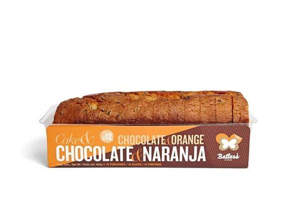 CAJA 12 UNIDADES Ballara Cake Naranja & Chocolate  400gr