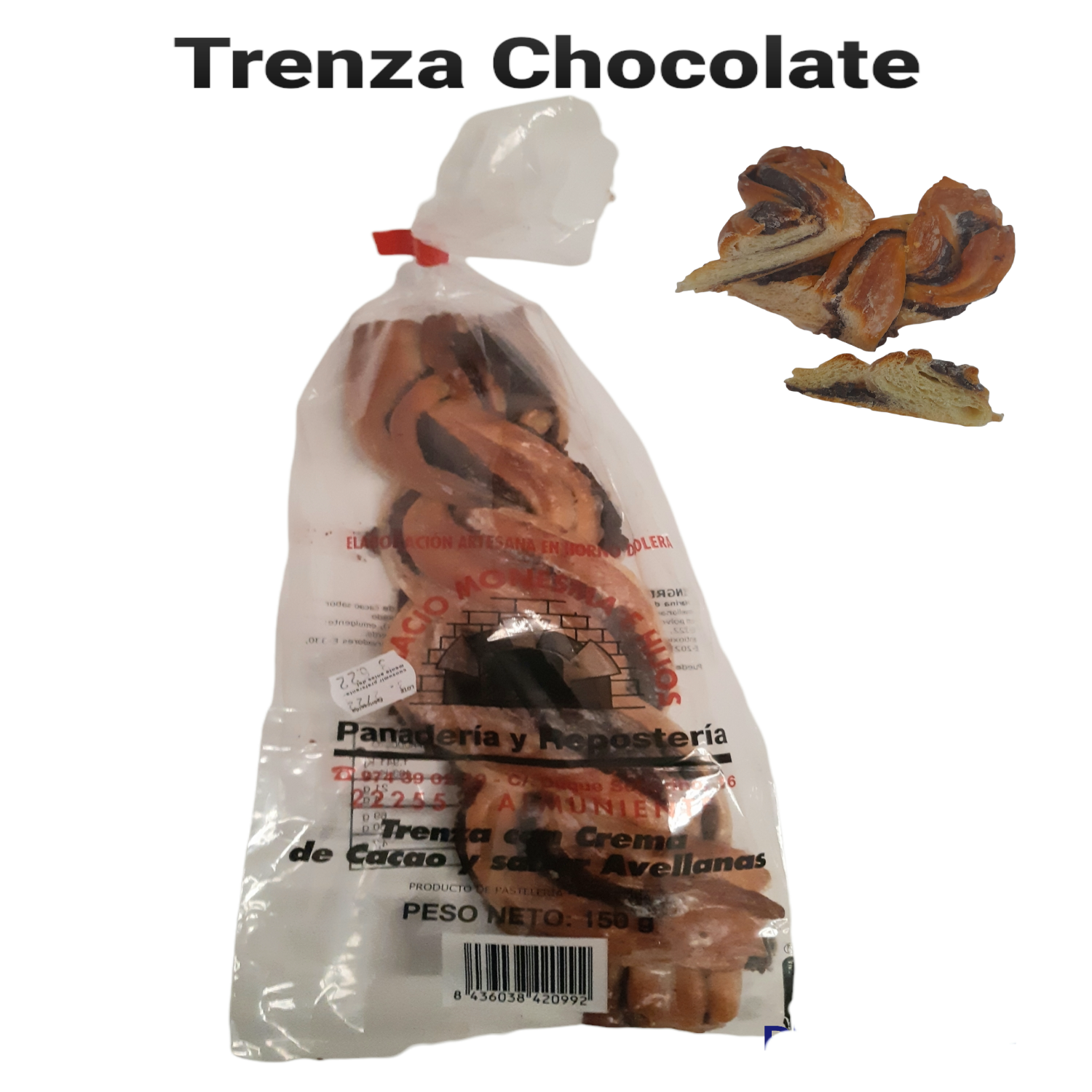 Trenza con Crema de Cacao y Sabor Avellanas 150gr Monesma