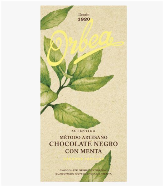 Chocolate Artesano Negro con Menta 125g Orbea