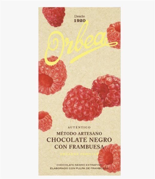 Chocolate Negro Artesano con Frambuesa 125g Orbea