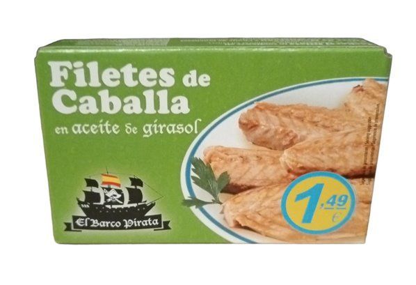 Filete de Caballa en Aceite de Girasol lata 90ml Barco Pirata
