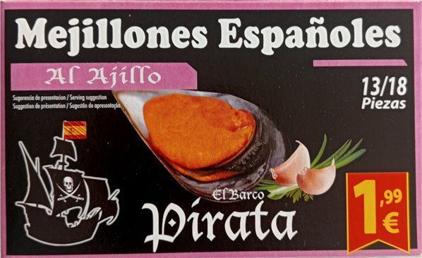 Mejillón al Ajillo lata Ol-120 Barco Pirata