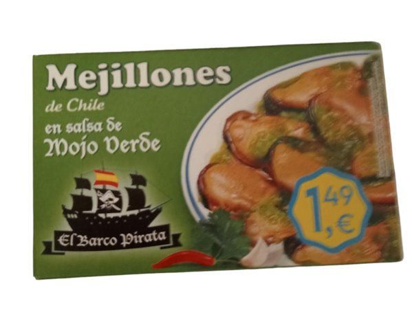 Mejillón en Salsa de Mojo Verde lata Ol-120 Barco Pirata