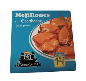 Mejillón PANDERETA en Escabeche 20/25 Barco Pirata