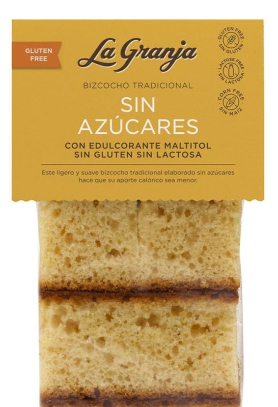 La Granja Bizcocho Sin Azúcar,Sin Gluten y Sin lactosa