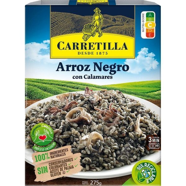 Arroz negro con calamares sin gluten 300 g Carretilla