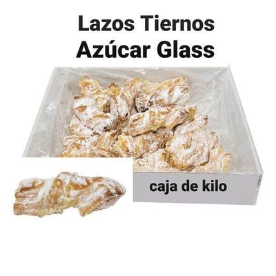 Lazos tiernos con azúcar glass caja de 1 kilo Lazos tiernos con azúcar glass caja de 1 kilo