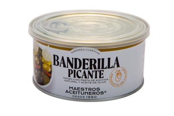 Pandereta Banderilla Picante sabor anchoa trozos 1150G Maestros Aceituneros