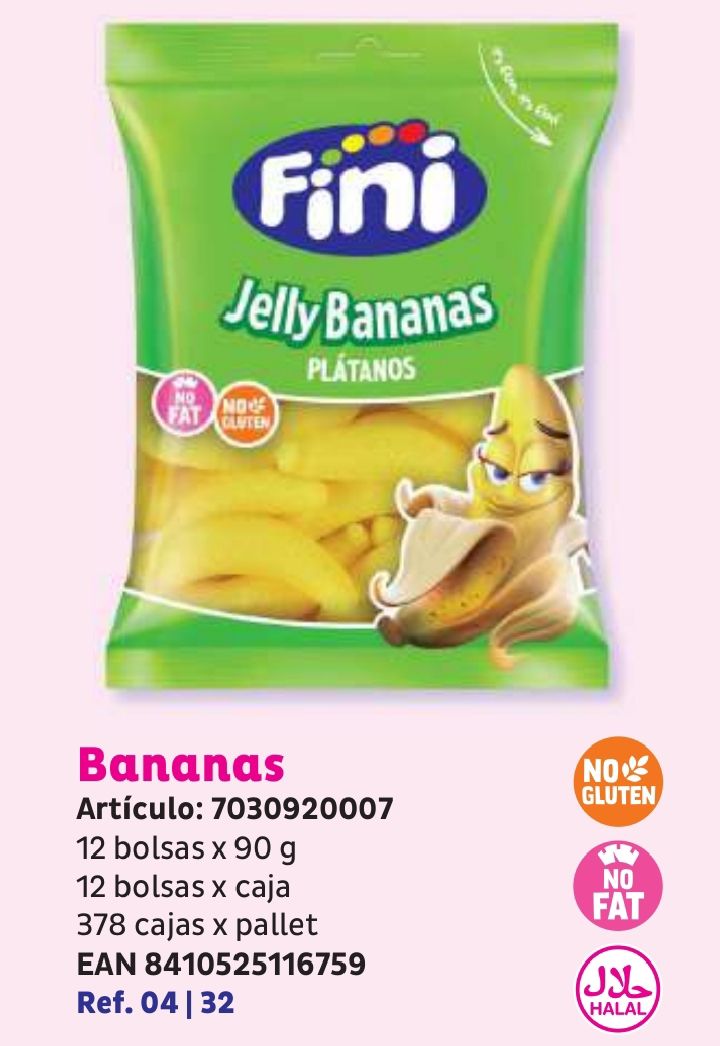 Fini Plátano gominola caja de 12 bolsas de 90g