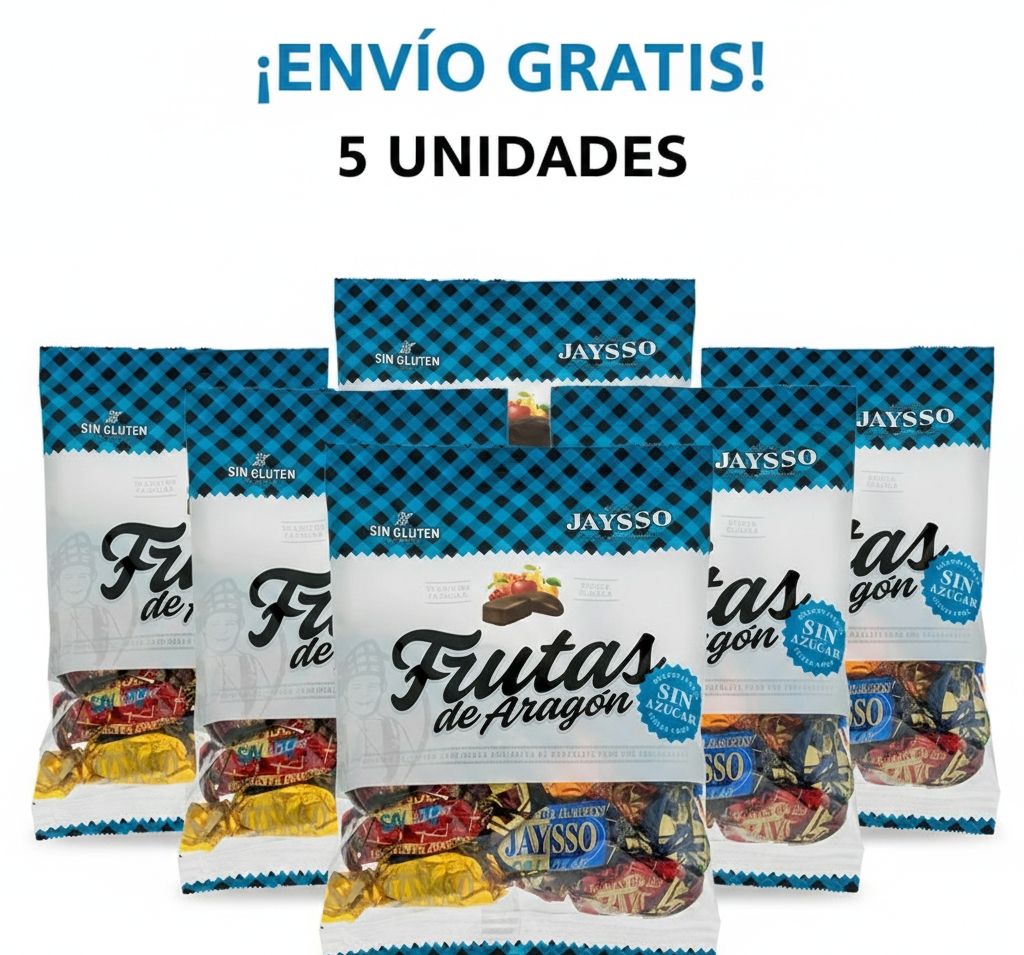 5 Bolsas de 200 gr Fruta de Aragón SIN AZÚCAR Jaysso