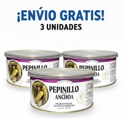 3 Panderetas Pepinillo en aceite sabor anchoa 1150 Maestros Aceituneros