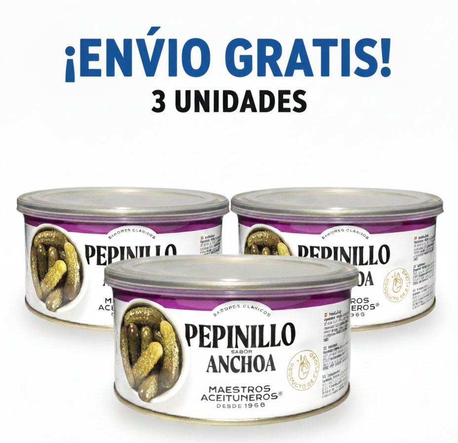 3 Panderetas Pepinillo en aceite sabor anchoa 1150 Maestros Aceituneros