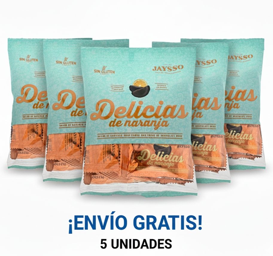 5 Bolsas de 200 gr de Delicias de Naranja Jaysso