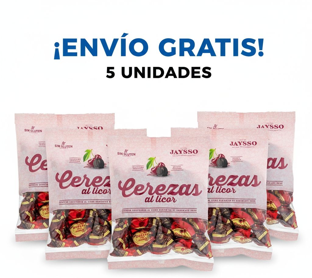 5 Bolsas de 200gr de Cerezas al licor Jaysso
