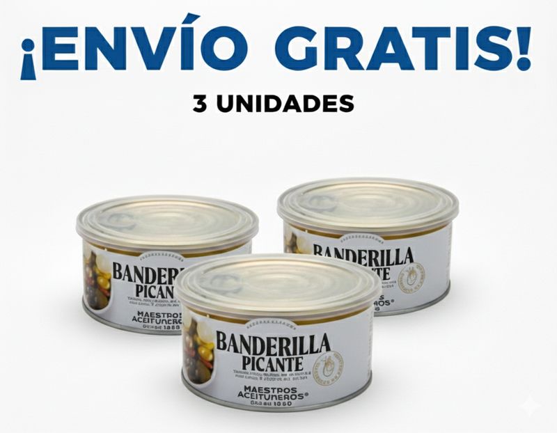 3 Panderetas Banderilla Picante sabor anchoa trozos 1150G Maestros Aceituneros