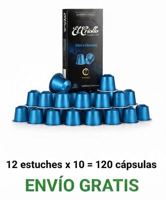 12 ESTUCHES cápsulas de aluminio compatibles con Nespresso® Descafeinado El Criollo ESTUCHE 10 UND