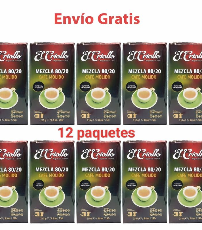 12 PAQUETES Café Molido Mezcla 250 gr El Criollo
