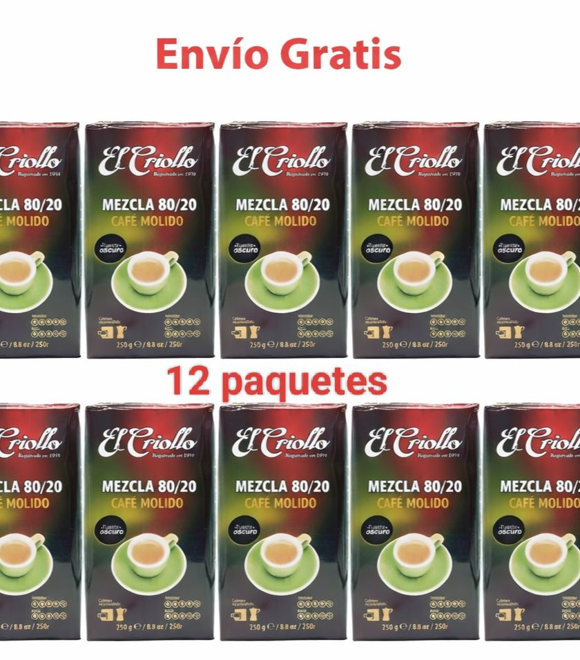 12 PAQUETES Café Molido Mezcla 250 gr El Criollo 12 PAQUETES Café Molido Mezcla 250 gr El Criollo