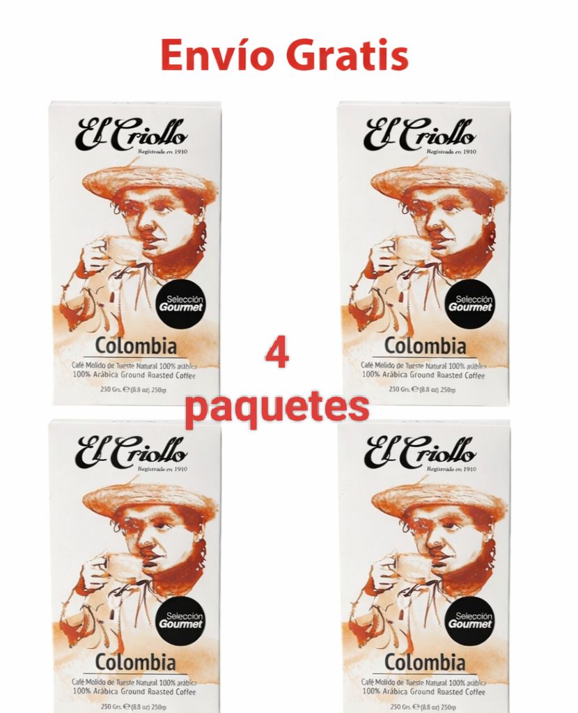 4 PAQUETES Café Molido Gourmet Colombia 250 gr El Criollo