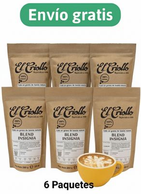 6 PAQUETES Café en Grano Blend Insignia El Criollo 250gr