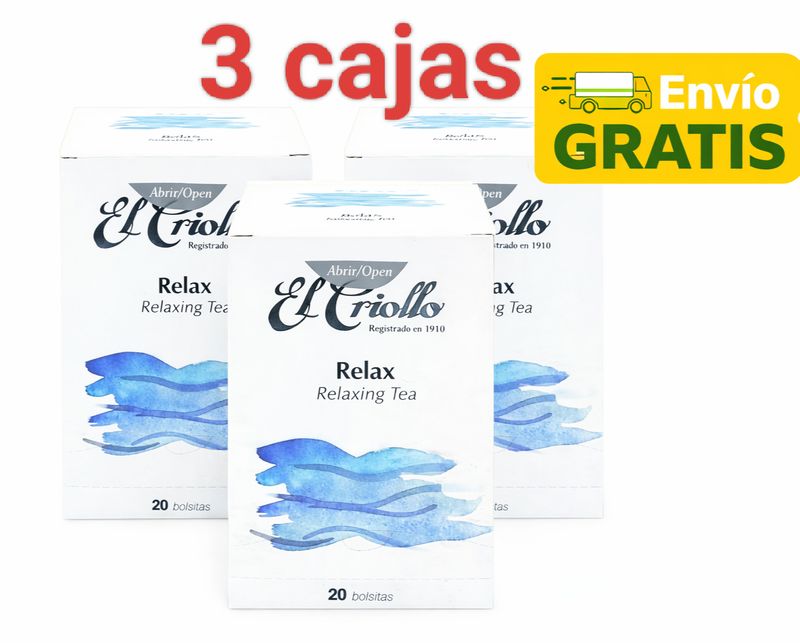 3 CAJAS Infusión Relax El Criollo 20 bolsitas X CAJA