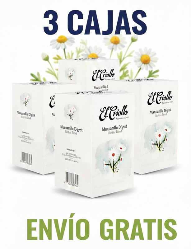 3 CAJAS Infusión Manzanilla Digest El Criollo 20 bolsitas X CAJA